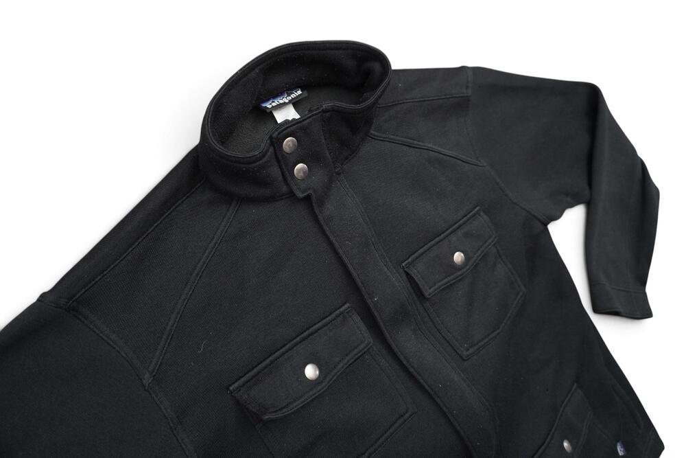 Patagonia Fleece Snap-Front Shirt Jacket Men's Large Black 4-Pocket Hiking